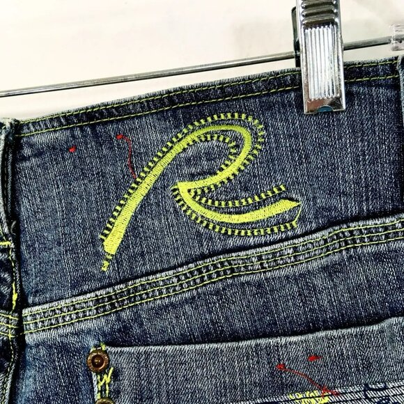 VINTAGE Request Jeans Mens 34X32 Embroidered Denim Distressed Y2K - Picture 4 of 12
